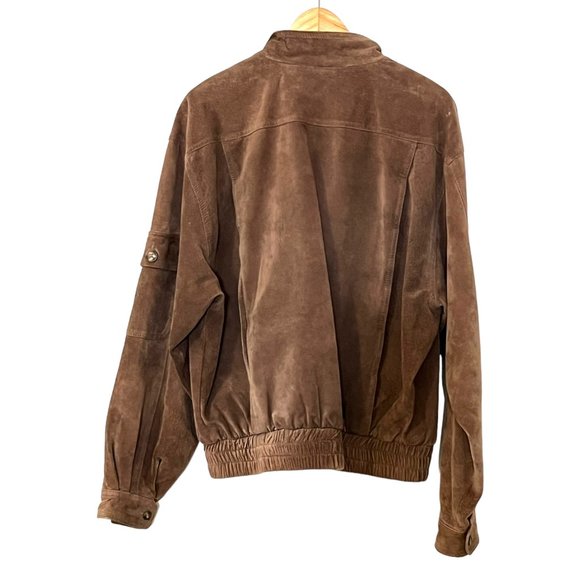 Boston Traders Men's Suede Bomber Jacket Brown Full Zipper Size L - Picture 2 of 10